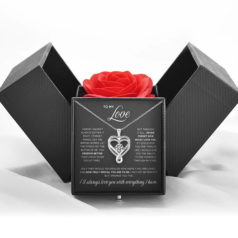 Rosa Eterna + Collar - Flor Preservada en Cúpula de Cristal