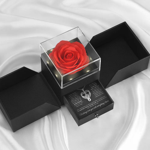 Rosa Eterna + Collar - Flor Preservada en Cúpula de Cristal